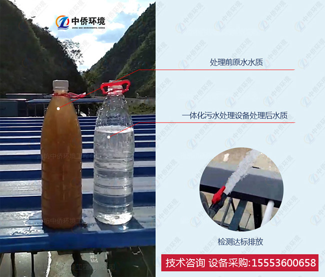 中侨环境wsz一体化污水处理设备处理后水质检测图